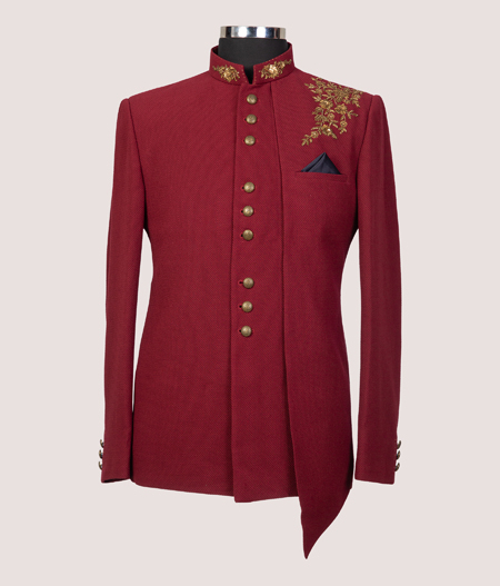 Red Layered Asymmetric Bandhgala - ARK 55141