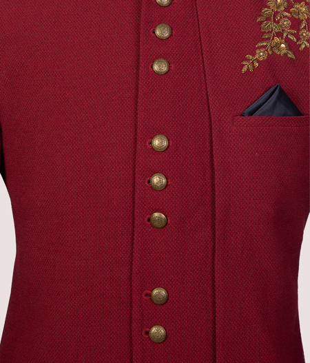 Red Layered Asymmetric Bandhgala - ARK 55142