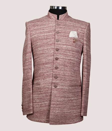 Pink Textured Bandhgala - 61