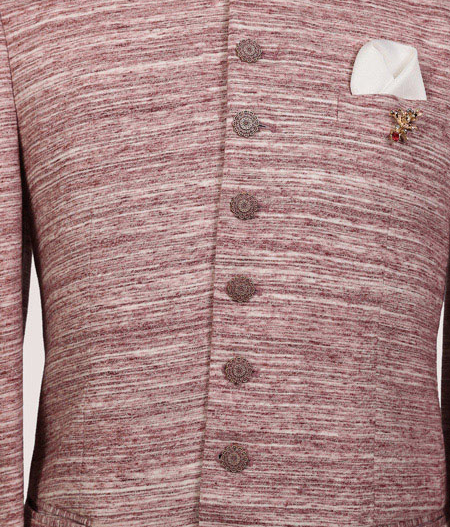 Pink Textured Bandhgala - 62