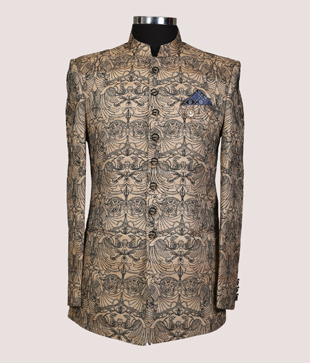 Cream Pattern Bandhgala - 91