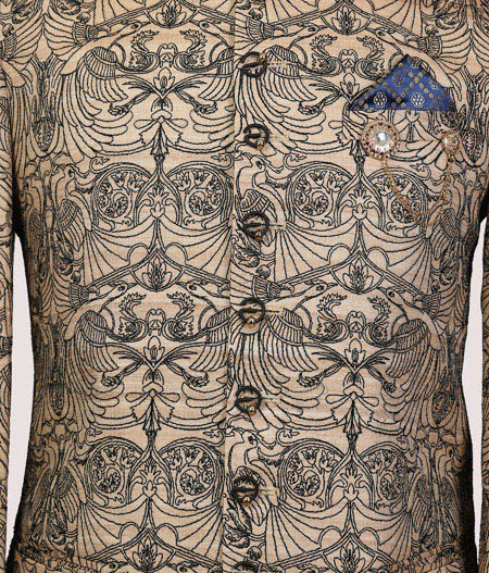 Cream Pattern Bandhgala - 92