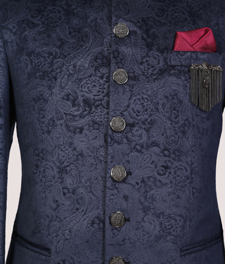 Blue Paisley Bandhgala - 22