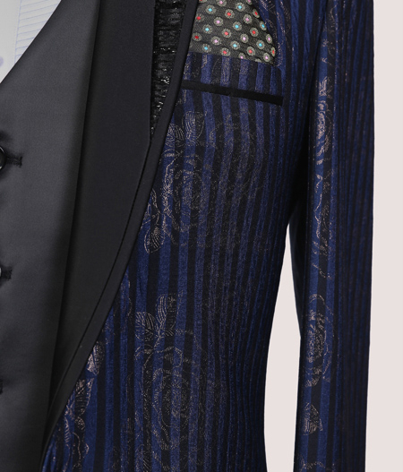 Blue Pattern Striped Tuxedo - SUT 62012
