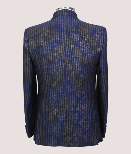 Blue Pattern Striped Tuxedo - SUT 62013