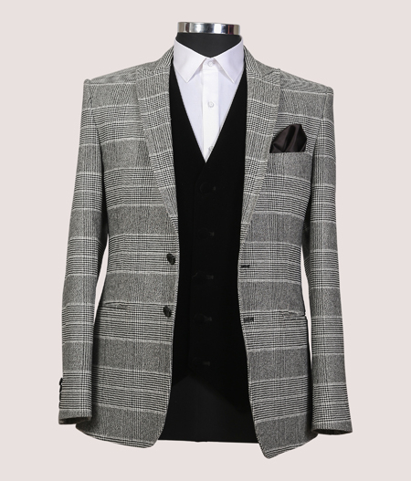 Grey Checked Three Piece Suit - SUT 17261