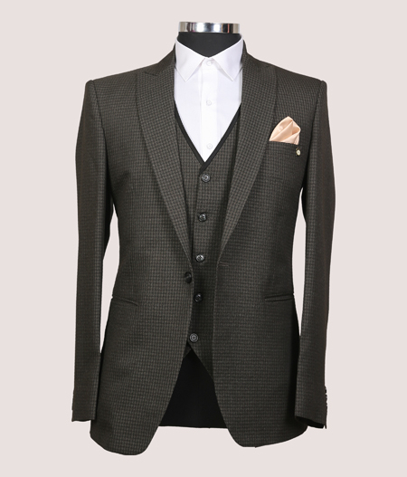 Green Checked Three Piece Suit - SUT 17231