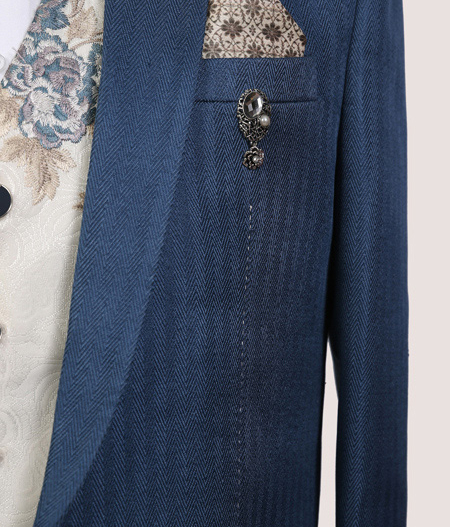 Blue Striped Three Piece Suit - AST 14972