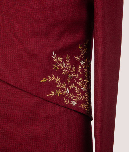 Red Wraparound Sherwani - IW 5592