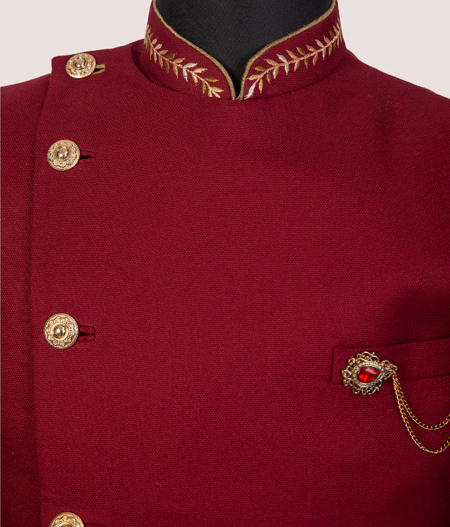 Red Wraparound Sherwani - IW 5593