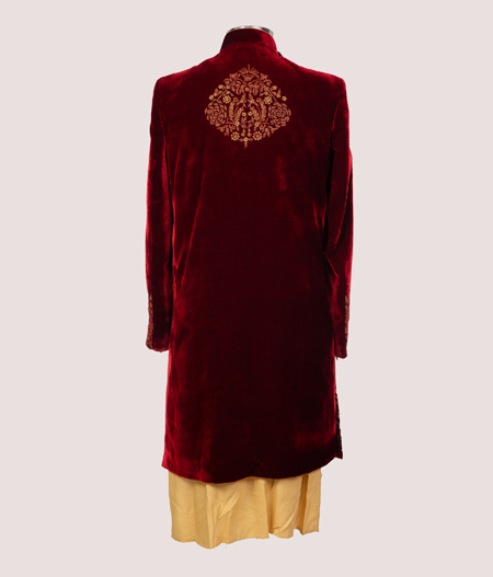 Red Staggered Build Sherwani - IW 5642