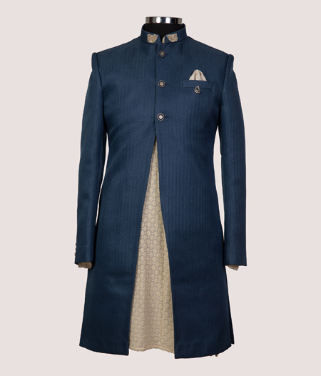 Blue Spilt Front Sherwani - AST 1497/11