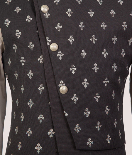 Black and White Pattern Sherwani - VC 14122