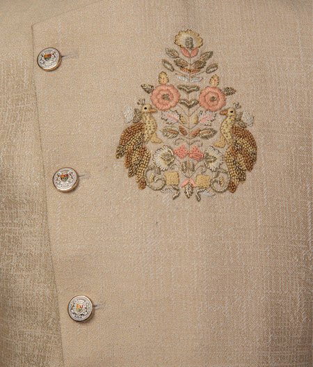 Beige Chest Pattern Sherwani - IW 5202