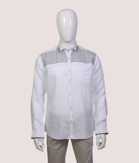 White Panel Embroidery Shirt FS - AAL 67341