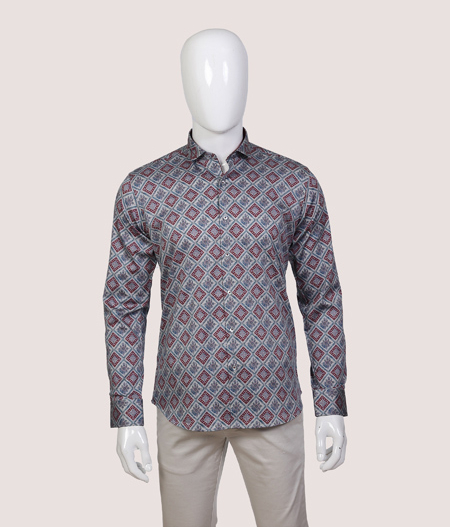 Maroon And Grey Pattern Shirt FS - ACL 34061