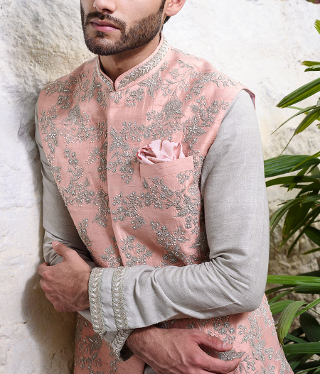 Silver Lining Pink Pastel Bundi Kurta4