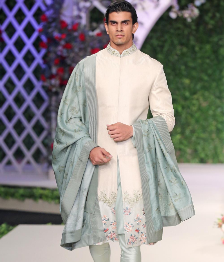 Silk Waterfall Colour Sherwani1