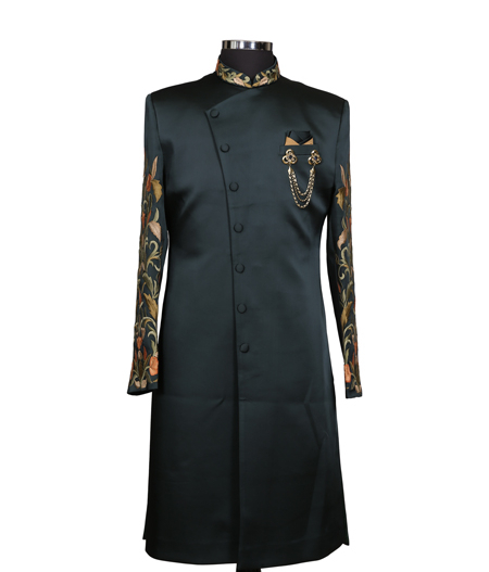 Olive Green Sherwani1