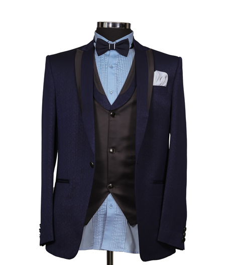 Jacquard Navy Blue Tuxedo1
