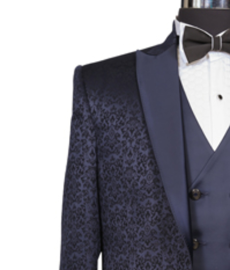 Navy blue Jacquard suit2