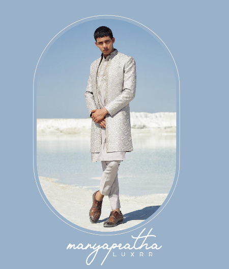 Silver Open Sherwani1