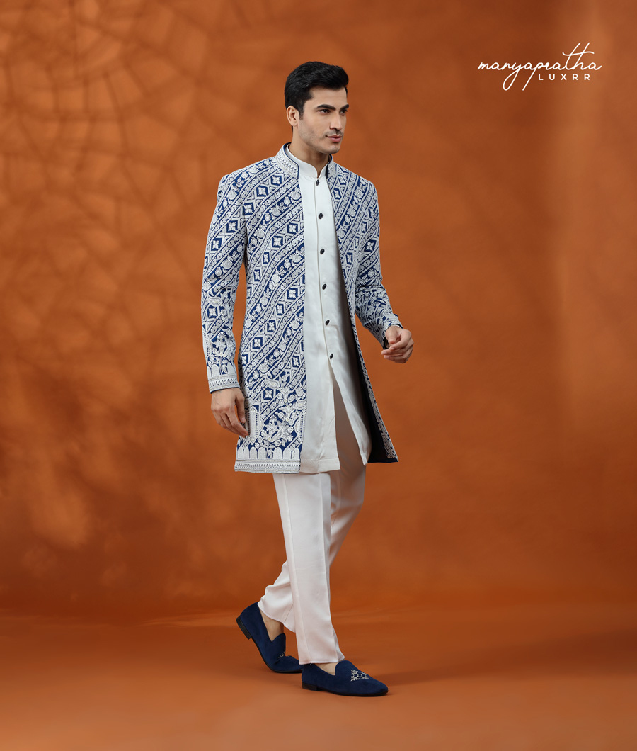 OPEN SHERWANI BLUE HAZE1