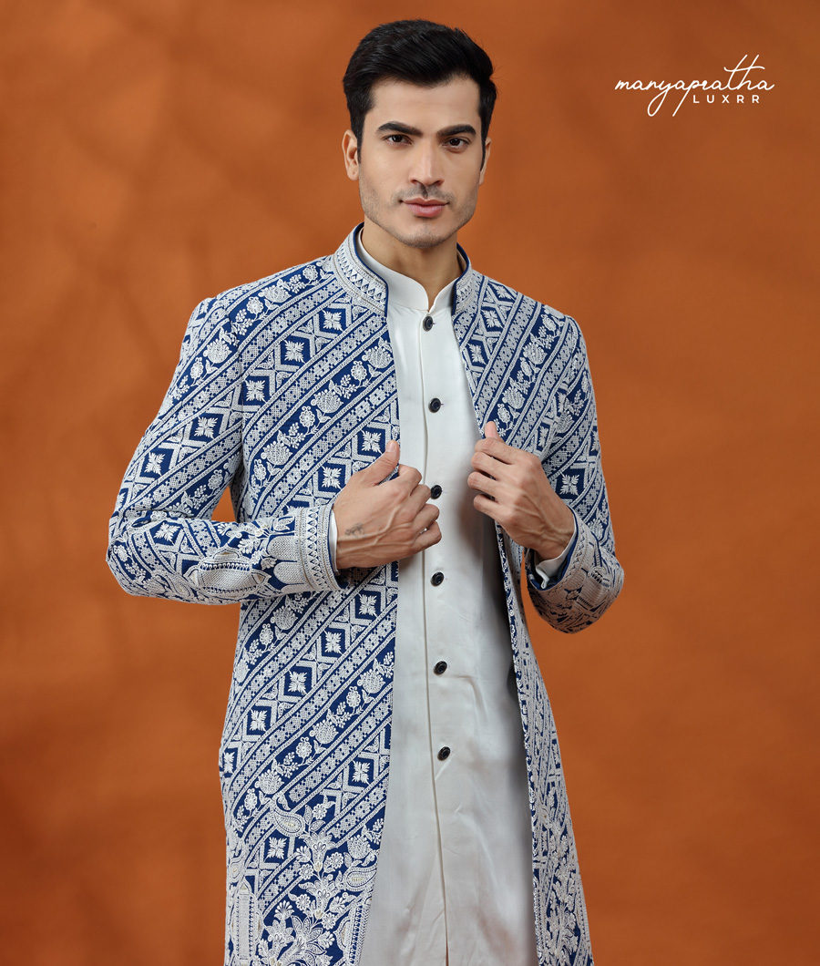 OPEN SHERWANI BLUE HAZE3