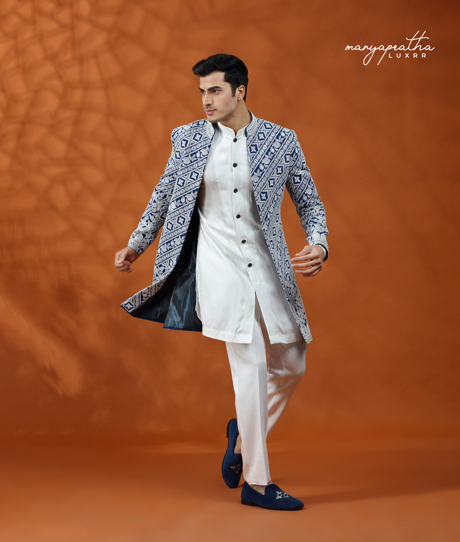 OPEN SHERWANI BLUE HAZE4