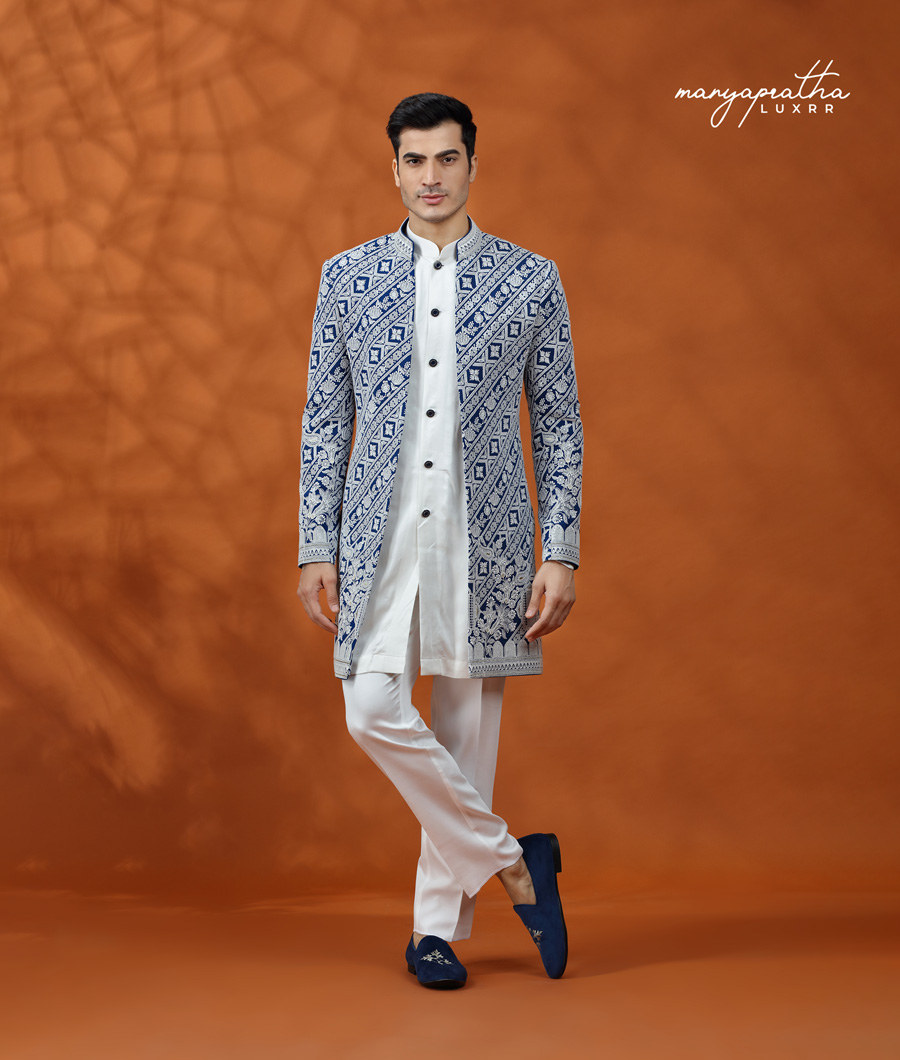 OPEN SHERWANI BLUE HAZE7