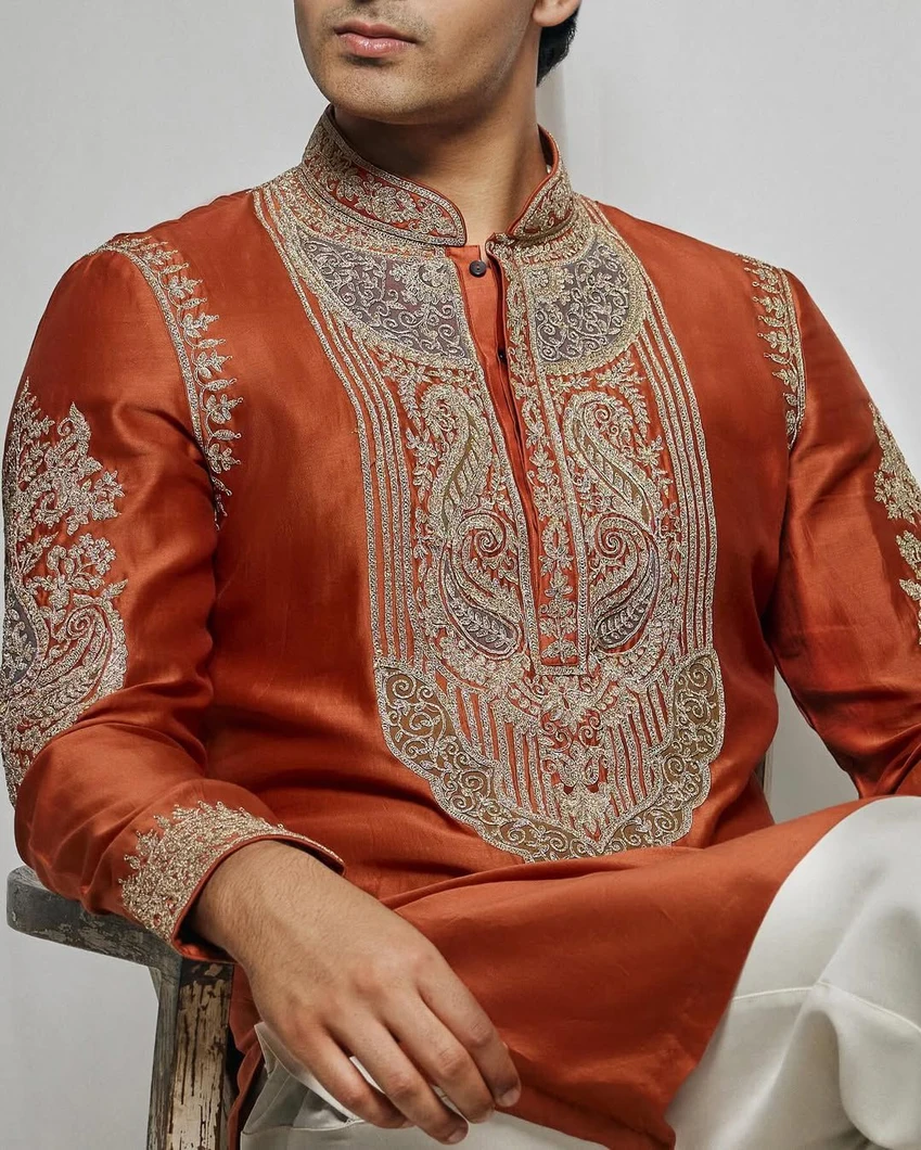 orange-silk-kurta-00752-b