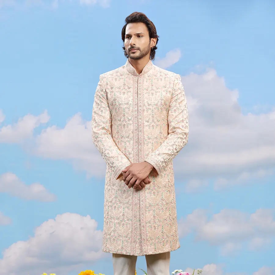 light-peach-silk-designer-sherwani-00829-a