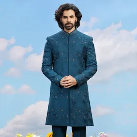 teal-blue-silk-designer-sherwani-00830-a