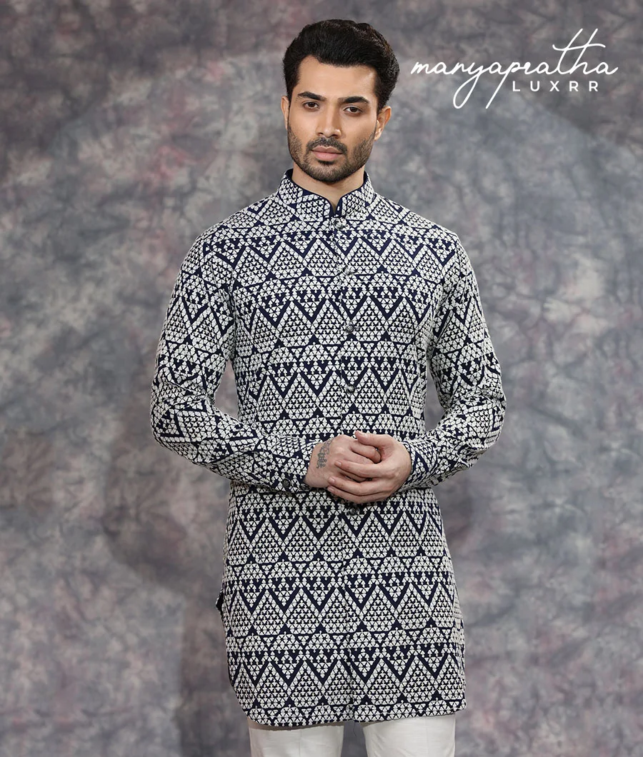 Aatifah Black and White Printed Kurta1