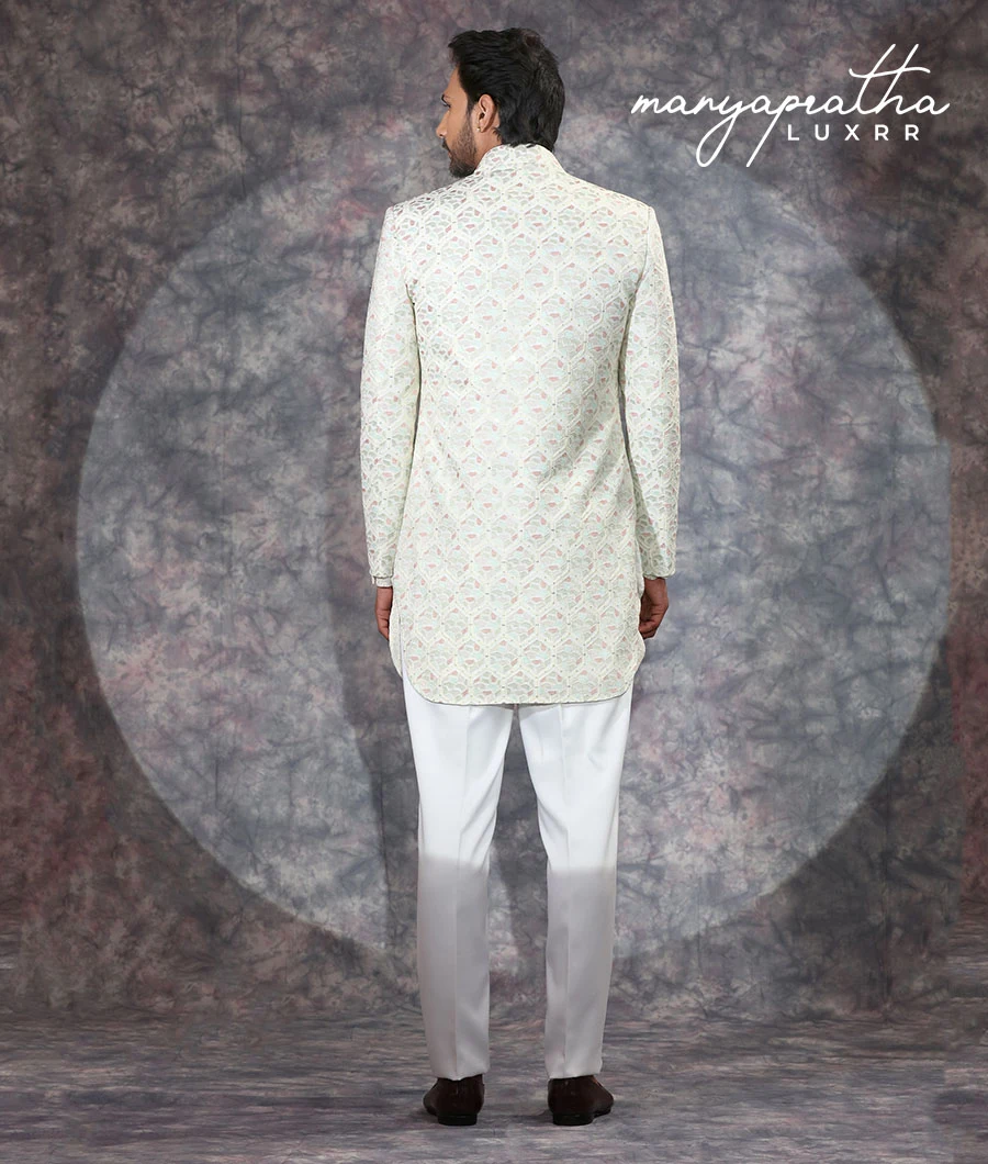 Abrah Geometric Cream Indo-Western Outfit6