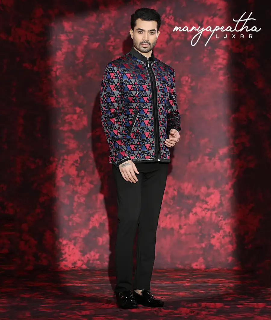 Asher Geometric Blue and Red Jacket4