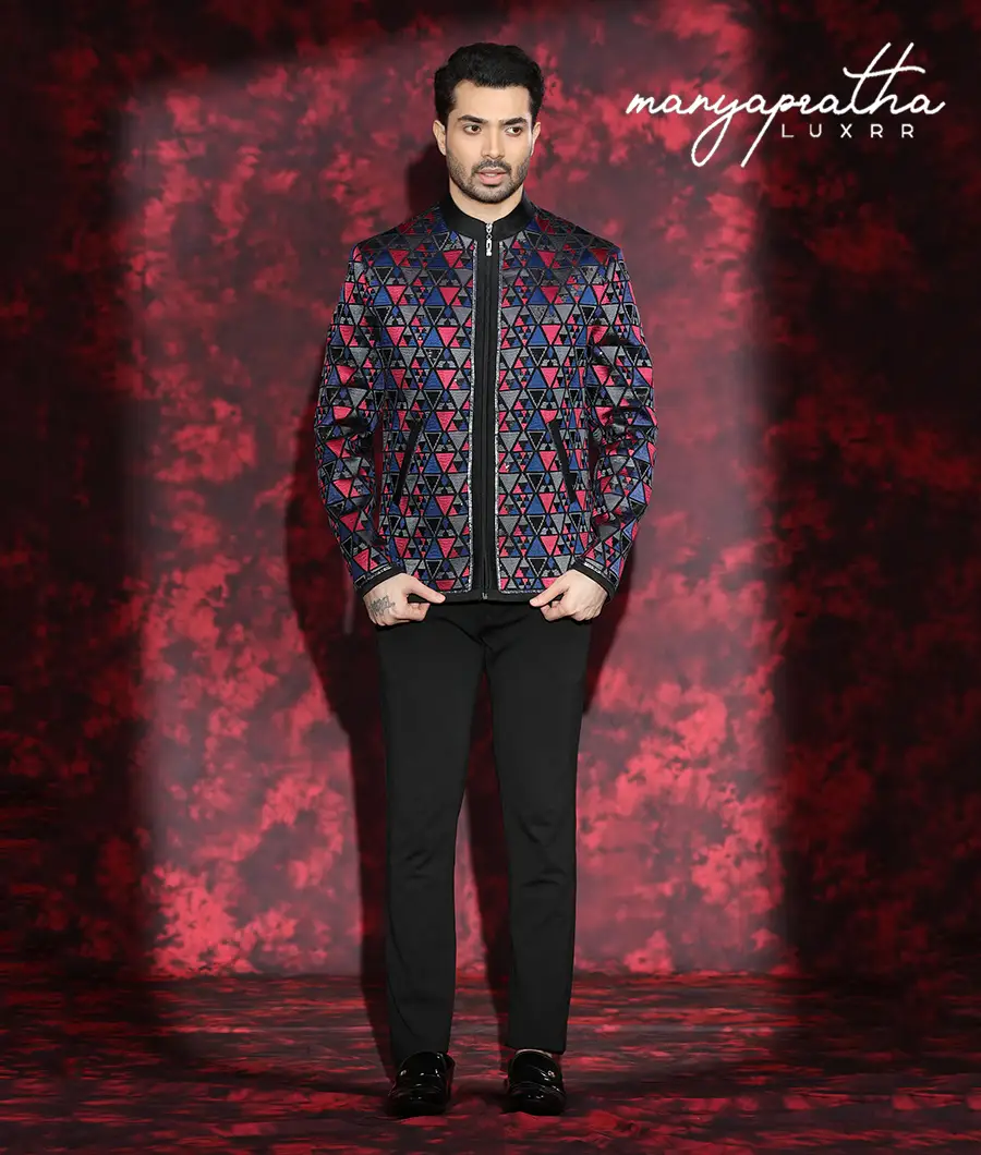 Asher Geometric Blue and Red Jacket7