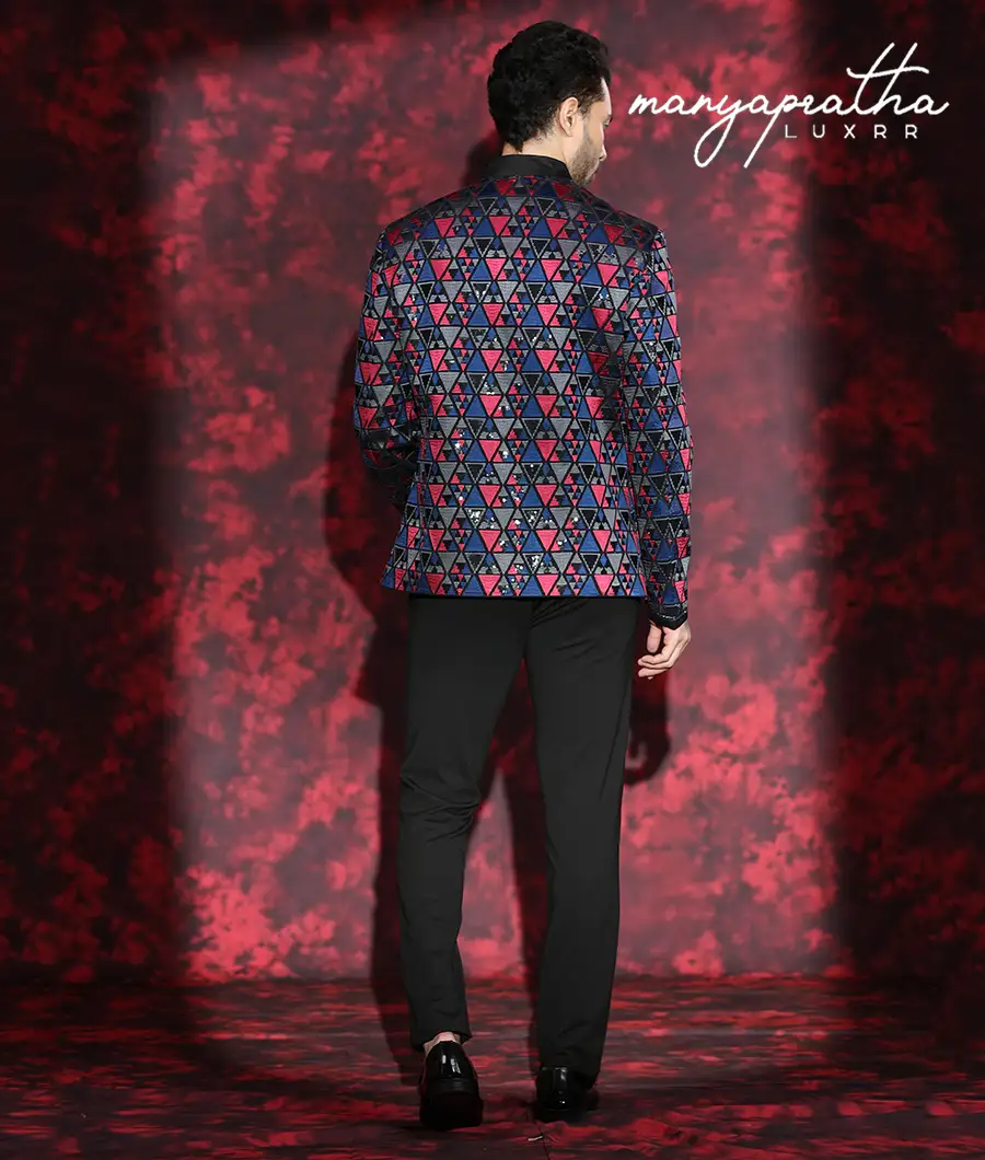 Asher Geometric Blue and Red Jacket8