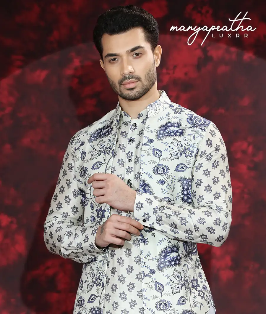 Finnegan Floral Cream Kurta1