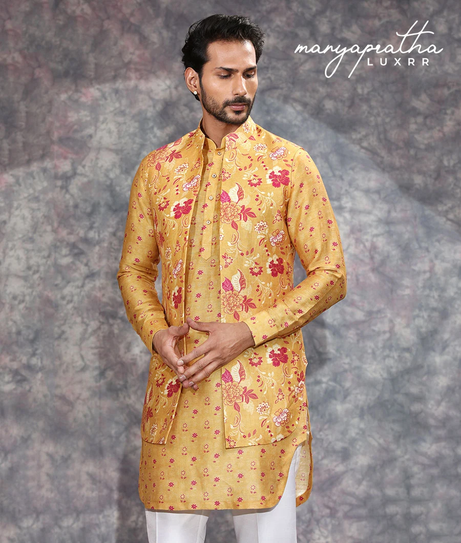 Fatanah Embroidered Mustard Kurta Set2