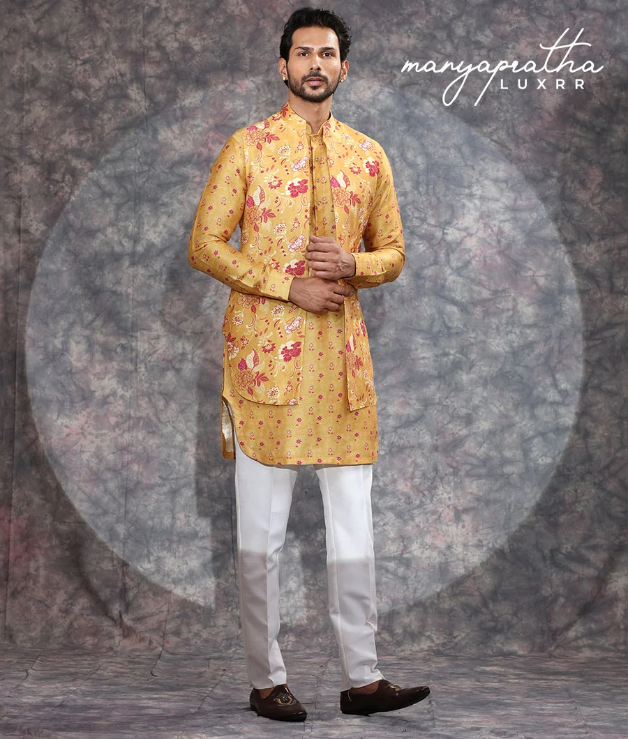 Fatanah Embroidered Mustard Kurta Set3