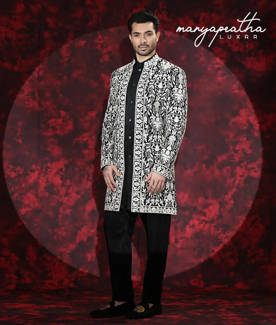 Griffin Black and White Sherwani3
