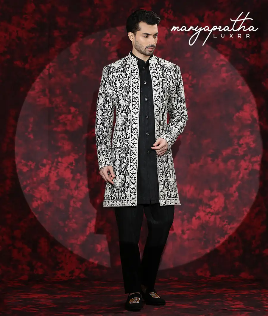 Griffin Black and White Sherwani6