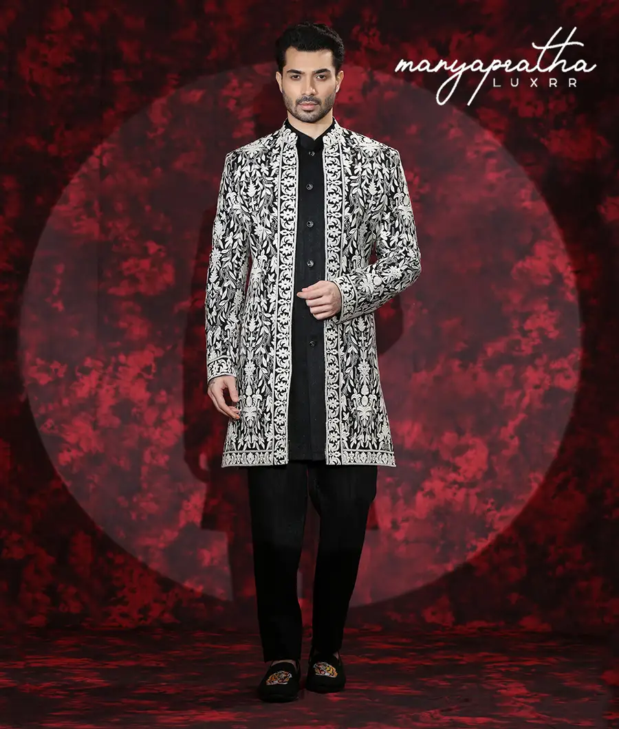 Griffin Black and White Sherwani7