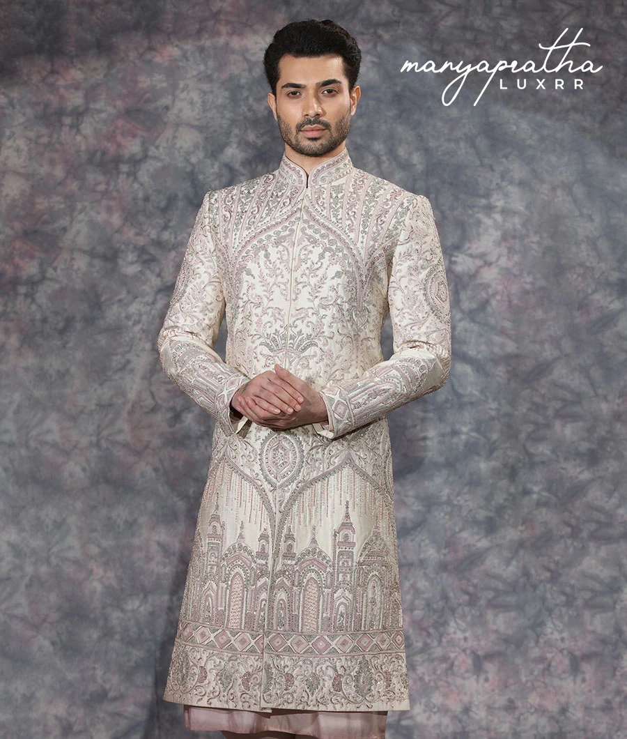 Indiko Cream Sherwani1