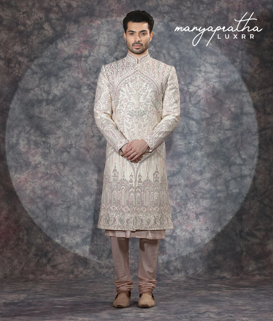 Indiko Cream Sherwani5