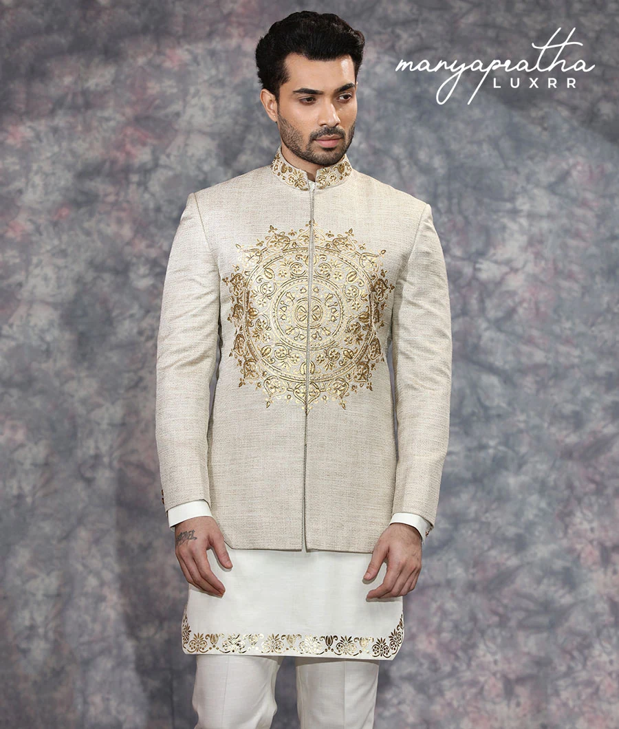 Sterling Embroidered Beige Indo-Western Outfit1