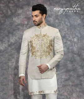 Sterling Embroidered Beige Indo-Western Outfit2