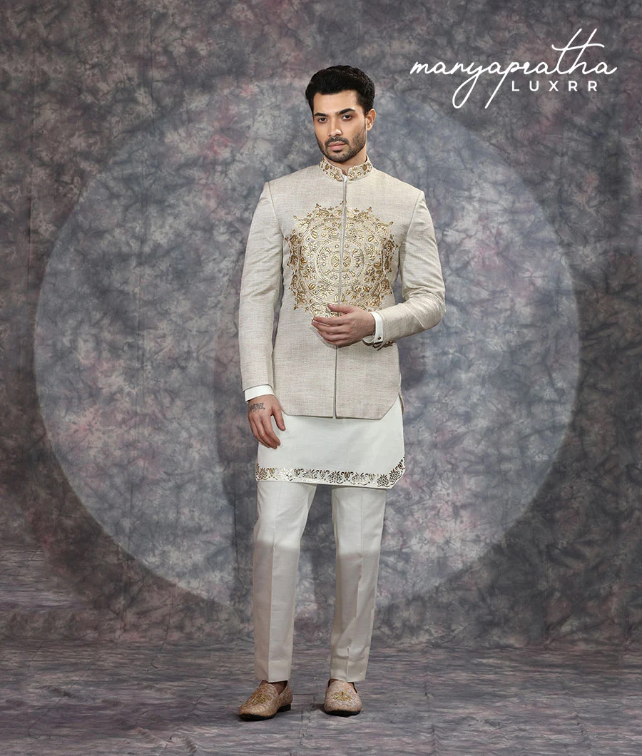 Sterling Embroidered Beige Indo-Western Outfit5