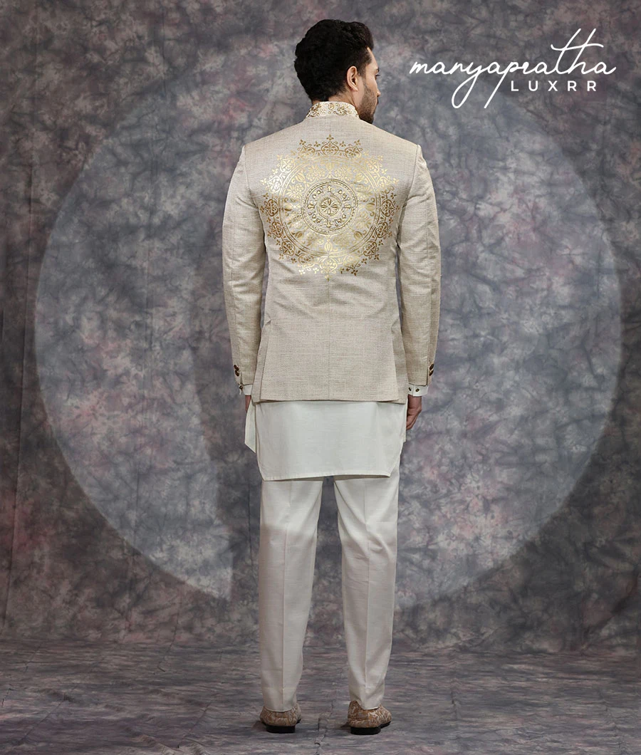 Sterling Embroidered Beige Indo-Western Outfit6